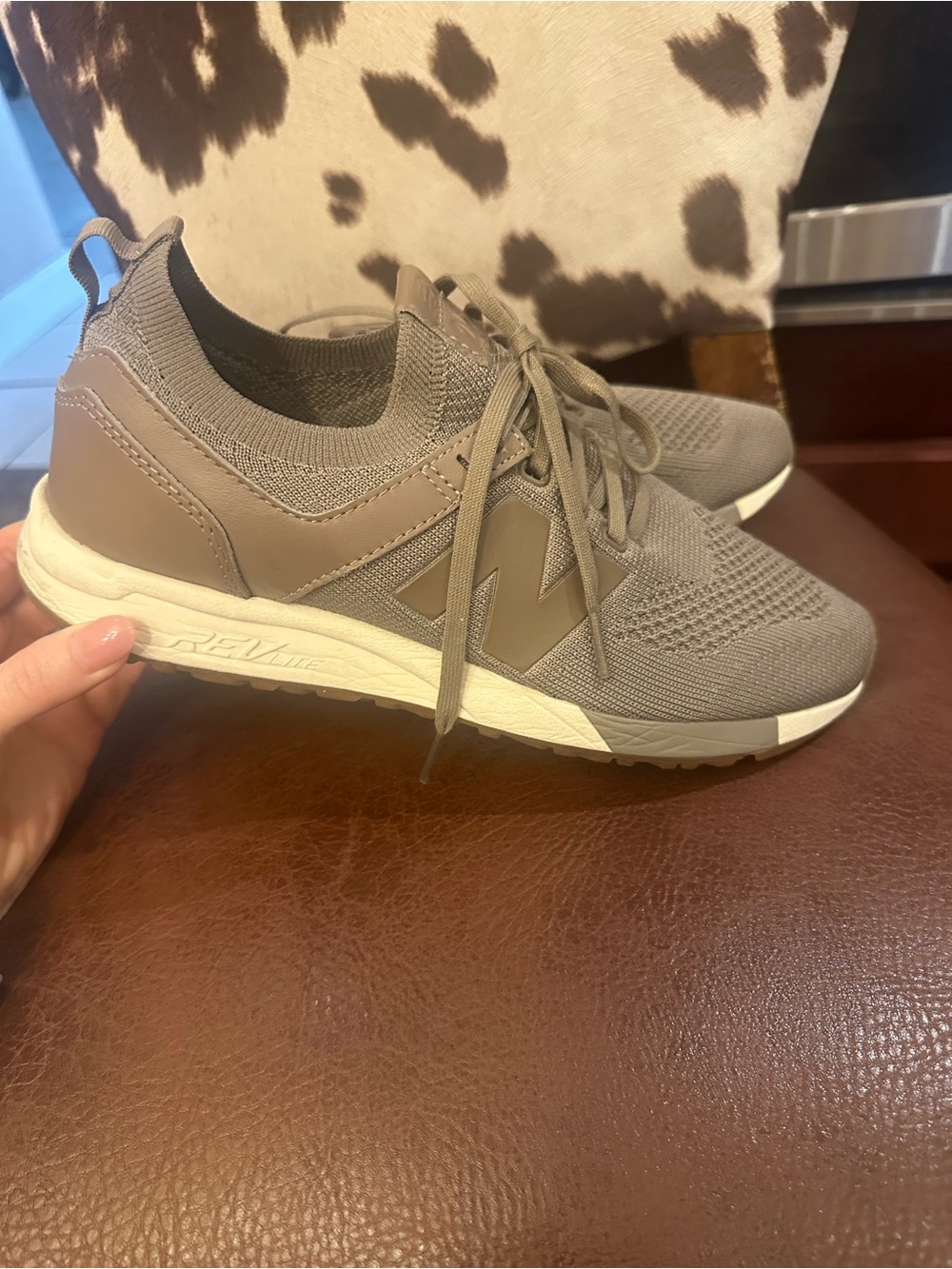 New Balance Men's Taupe Knit Lace-Up Sneakers